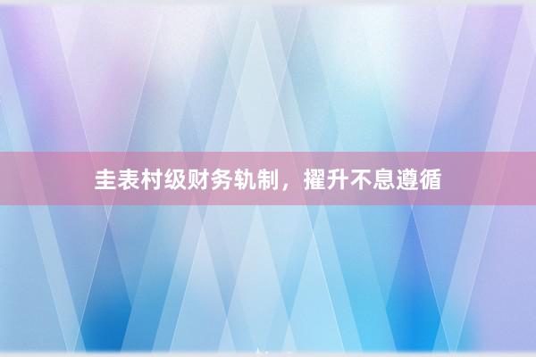 圭表村级财务轨制，擢升不息遵循